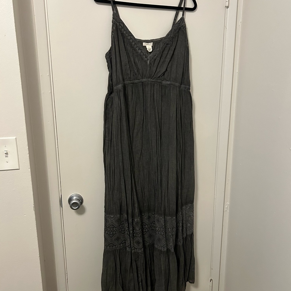 Torrid Charcoal Maxi Dress with Lace Detail